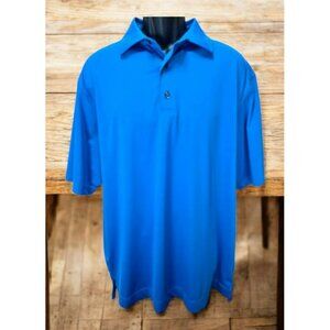 FOOTJOY FJ Men's Blue Solid Lisle Polo Golf Large